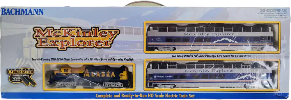 *SOLDES* - COFFRET DE DEPART - MCKINLEY EXPLORER LOCOMOTIVE DIESEL EMD GP40 + 2 VOITURES - SANS RAILS Offre Limitée