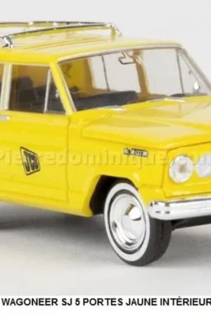 *SOLDES* - 4X4 SUV JEEP WAGONEER SJ 5 PORTES JAUNE INTÉRIEUR NOIR "JCB service " DE 1963 Expédition Rapide