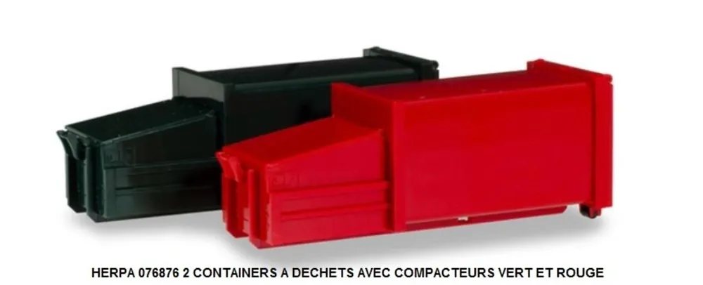 *SOLDES* - 2 CONTAINERS A DECHETS AVEC COMPACTEURS VERT ET ROUGE Prix Réduit