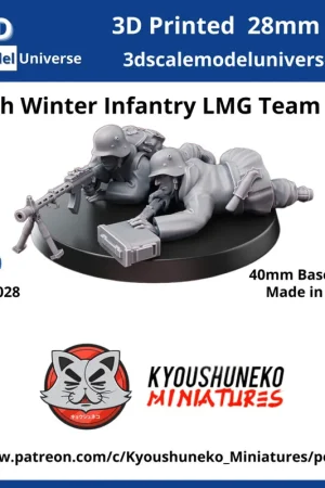 3d Scale Model Universe 28F028 Finnish WW2 Winter Infantry LMG Team (2 Figures / 40 mm Bases) Commander Maintenant
