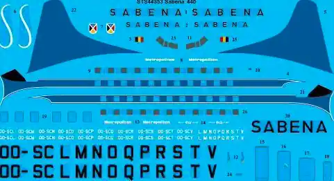 26 Decals STS44353 Sabena Convair 440 Meilleure Vente